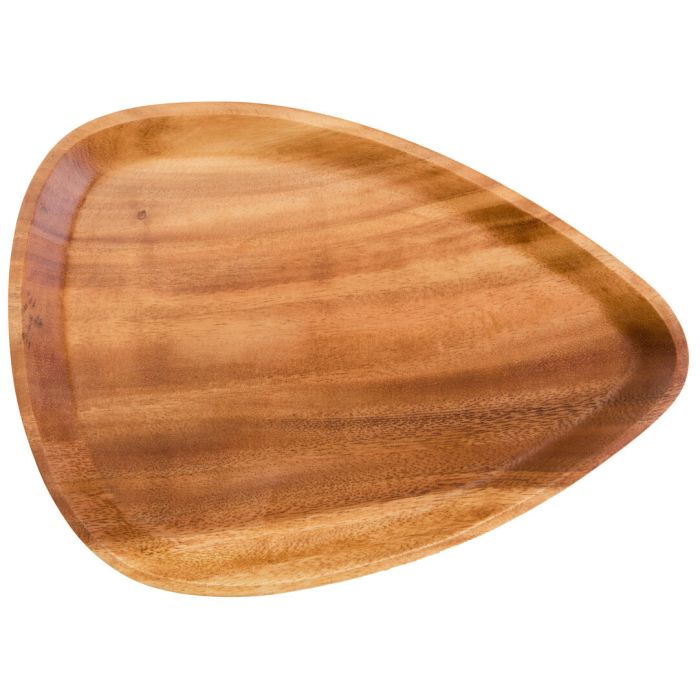 BRAVELYN Curved Triangular Large Wooden Serving Tray - Brown