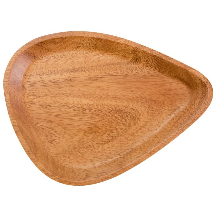 BRAVELYN Curved Triangular Medium Wooden Serving Tray - Brown