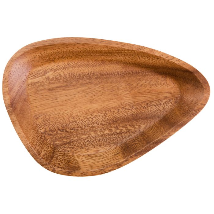 BRAVELYN Curved Triangular Small Wooden Serving Tray - Brown