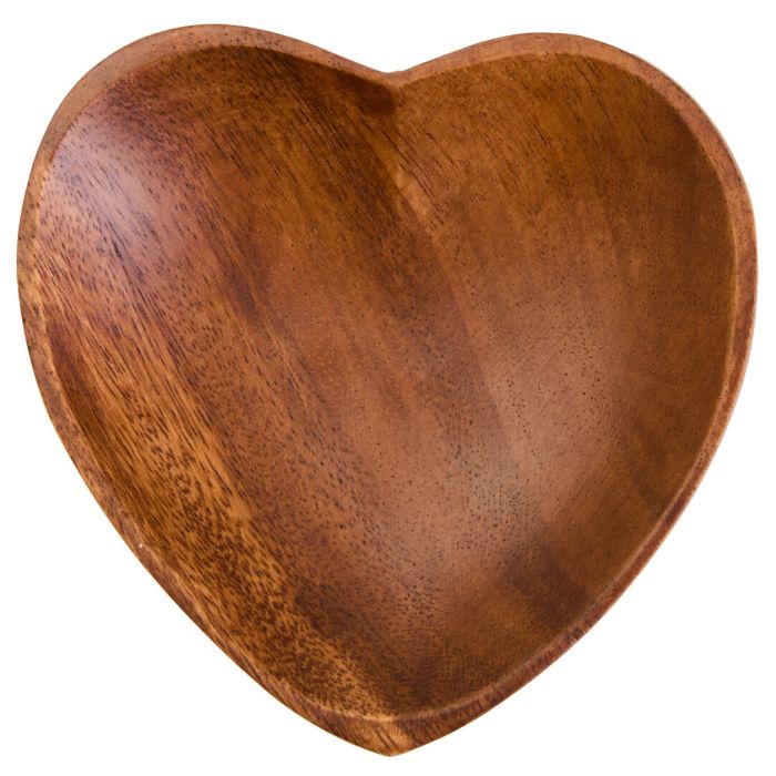 BRAVELYN Heart Shape Wooden Serving Tray - Brown