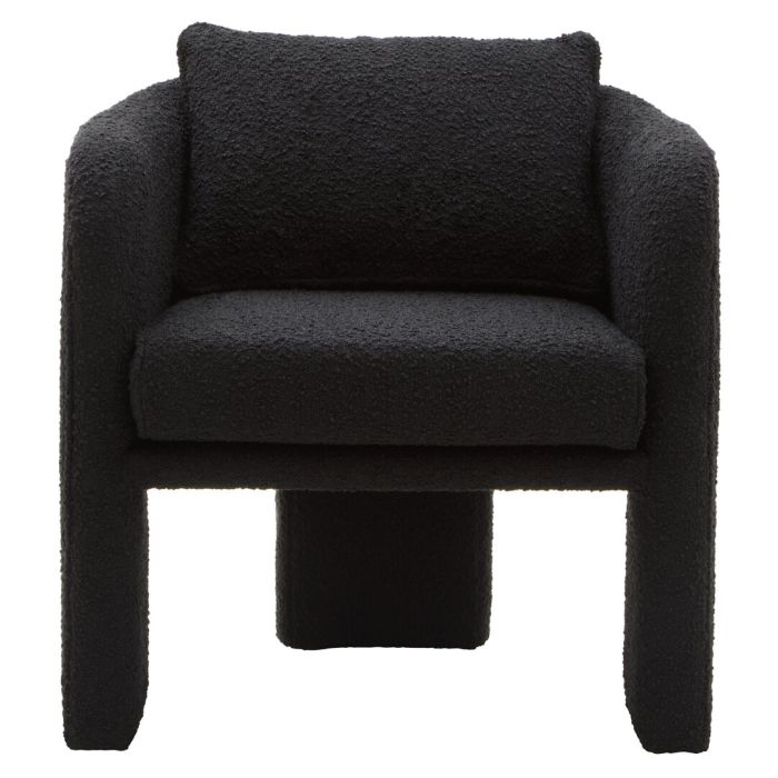 NETHWYN Boucle Fabric Curved Armchair - Black