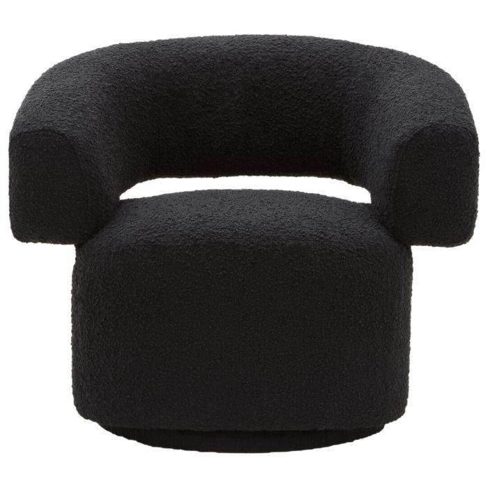 ORLAVOR Boucle Fabric Curved Revolving Armchair - Black