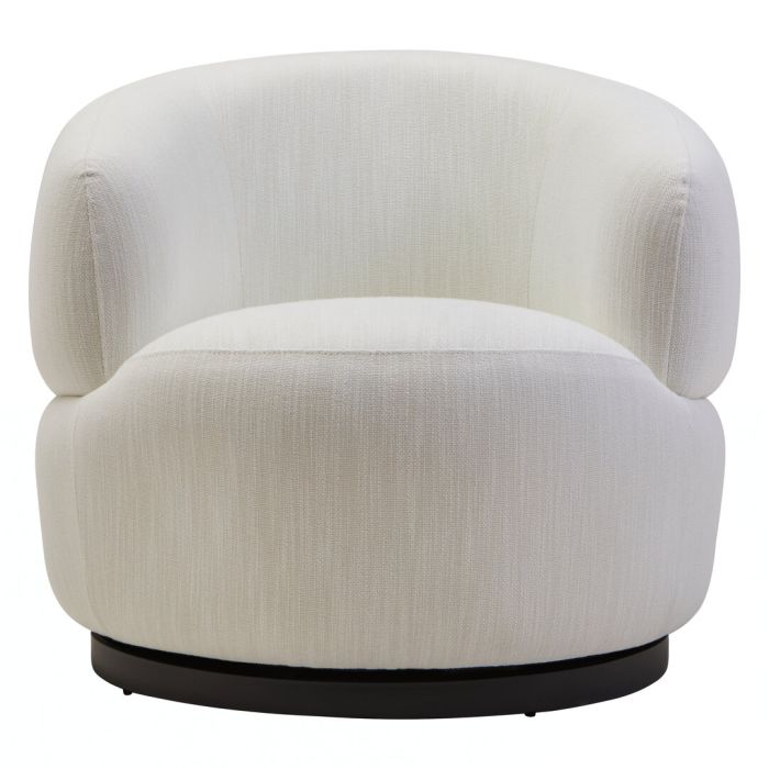 ZELDENNE Fabric Curved Swivel Chair - Cream