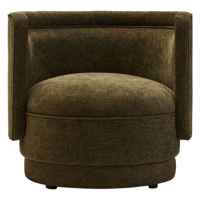 XELWYN Chenille Fabric Curved Armchair - Green