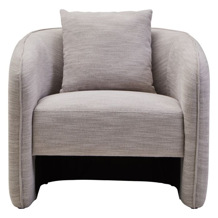 YORVELLA Linen Curved Armchair - Grey