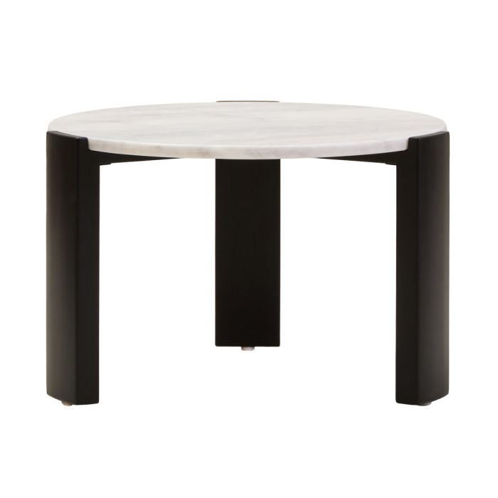 ZERVORA Round Marble Top Coffee Table - Black and White