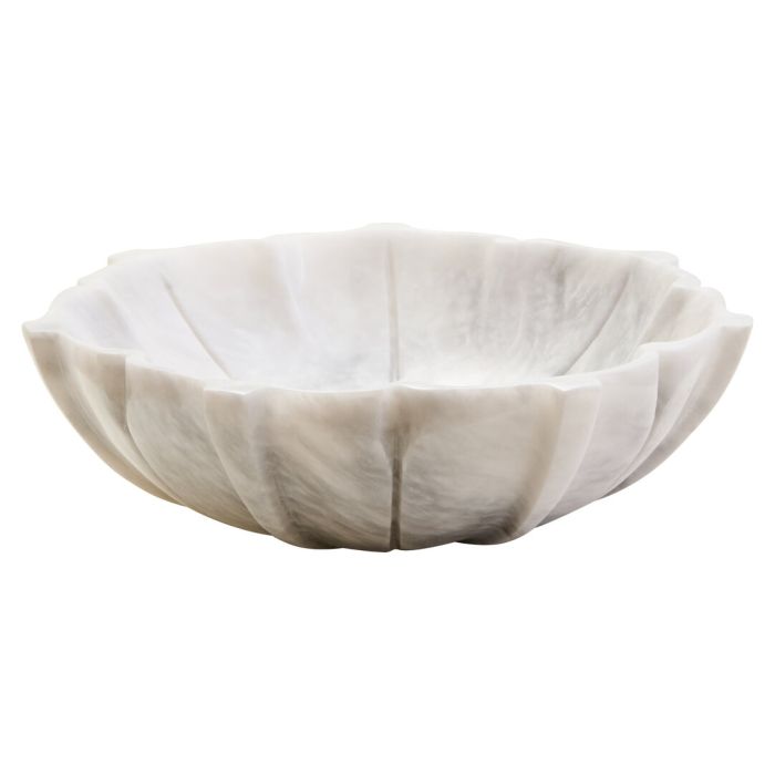 HAVERLYN Medium Marble Lotus Decorative Bowl - White