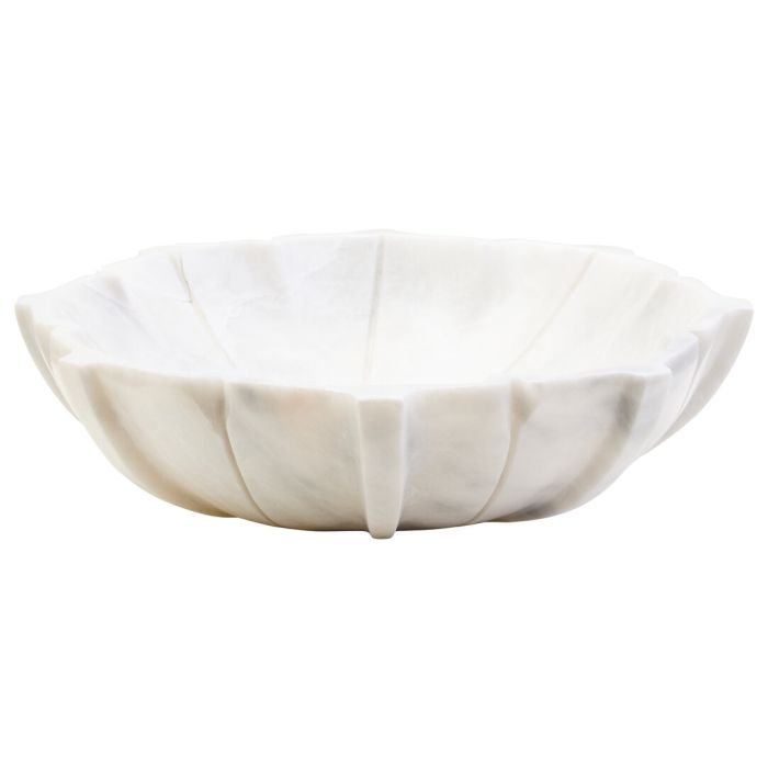 HAVERLYN Large Marble Lotus Decorative Bowl - White