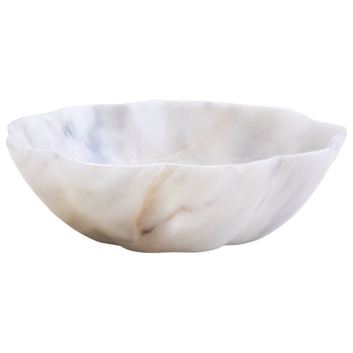 HAVERLYN Small Marble Scalloped Decorative Bowl - White