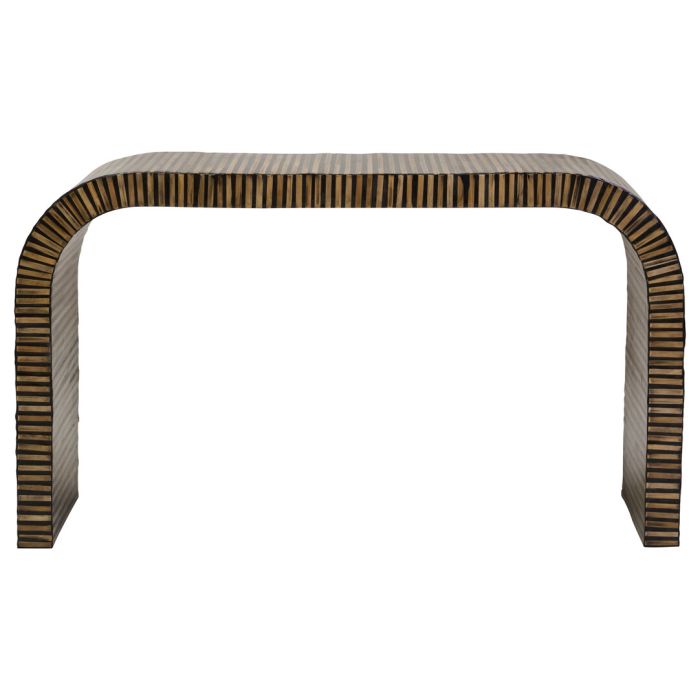 ELVIORA Curved Console Table - Black with Oak