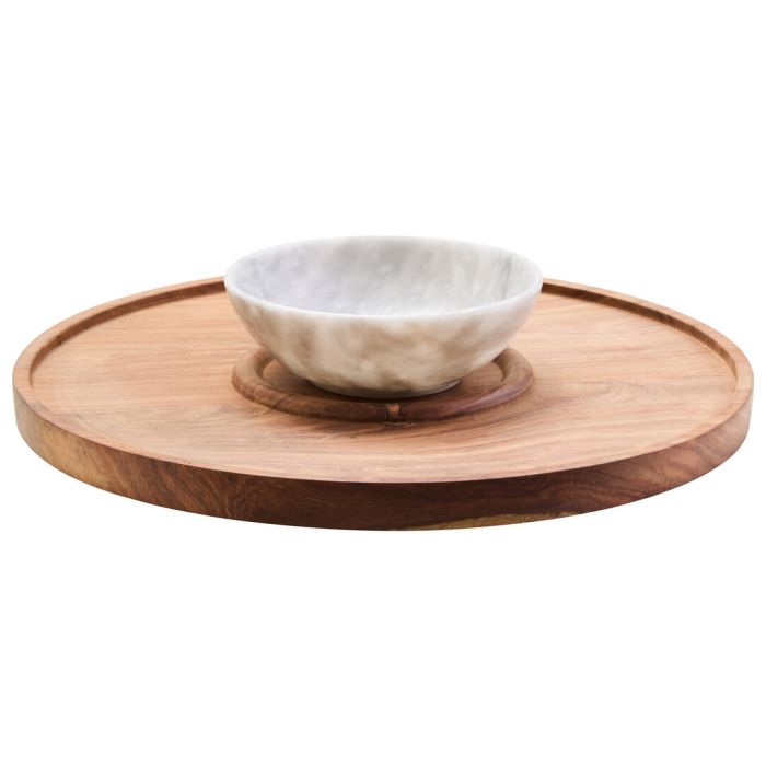 BRAVELYN Marble Chip And Dip Serving Platter - Brown and White