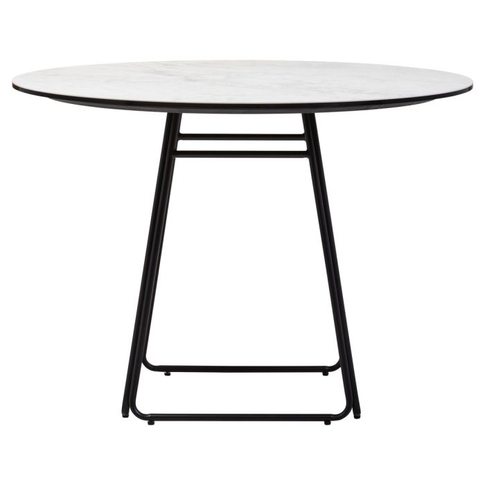 MARVESSAN Round Ceramic Marble Effect Dining Table - White