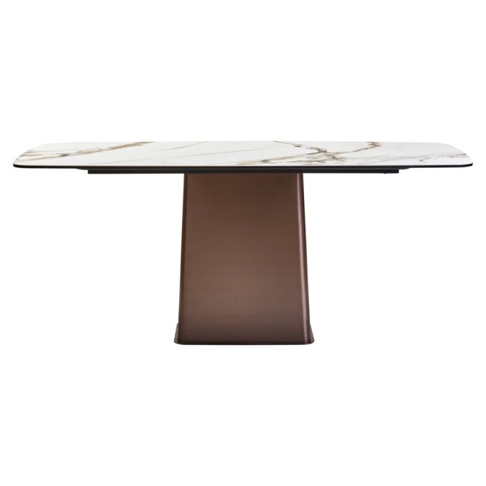 MARVESSAN Rectangular Ceramic Marble Effect Dining Table - White