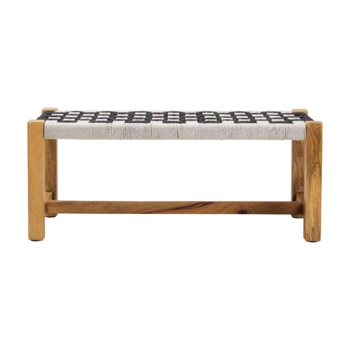 QUELVYNN Wooden and Jute Bench - Light Oak