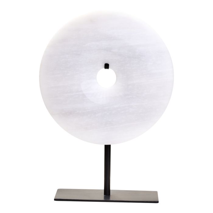 HAVERLYN Small Round Marble Disc Sculpture - Black and Grey