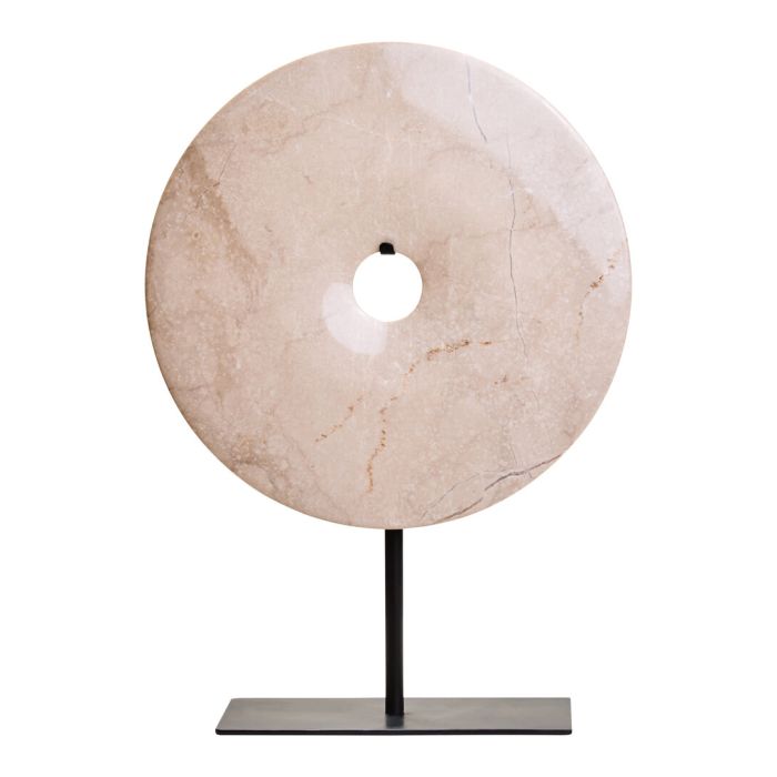 HAVERLYN Medium Round Marble Disc Sculpture - Cream