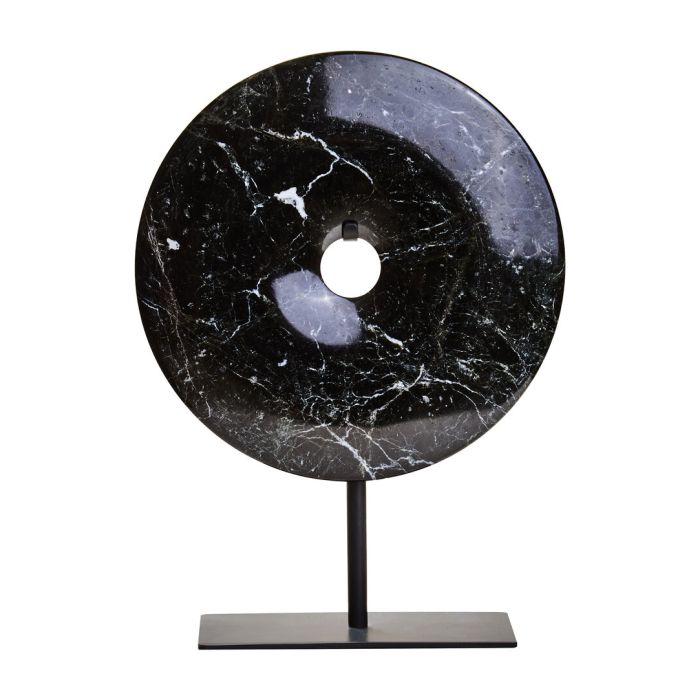 HALVIORA Small Round Marble Disc Sculpture - Black