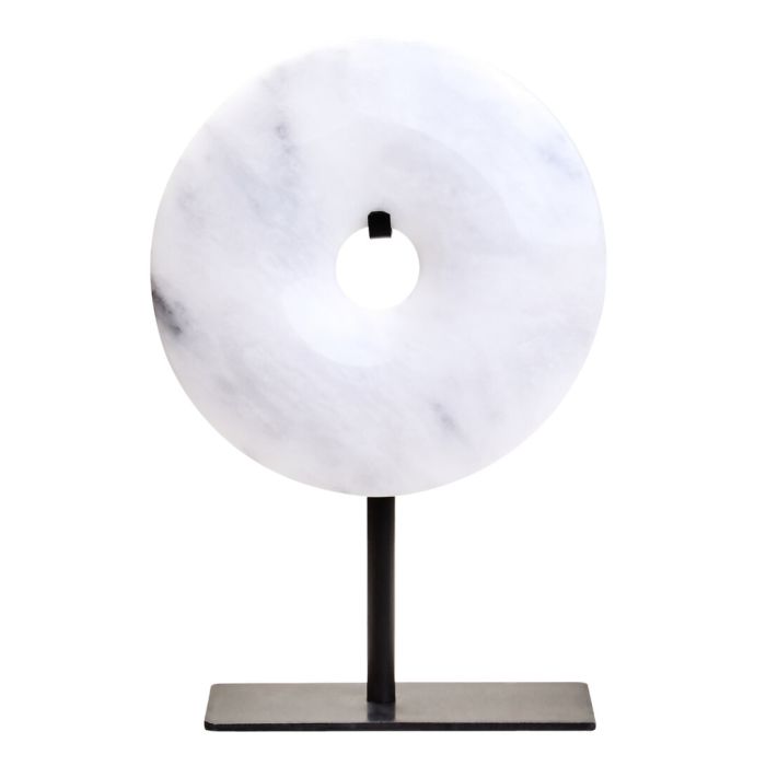 HAVERLYN Extra Small Round Marble Disc Sculpture - Black and Grey