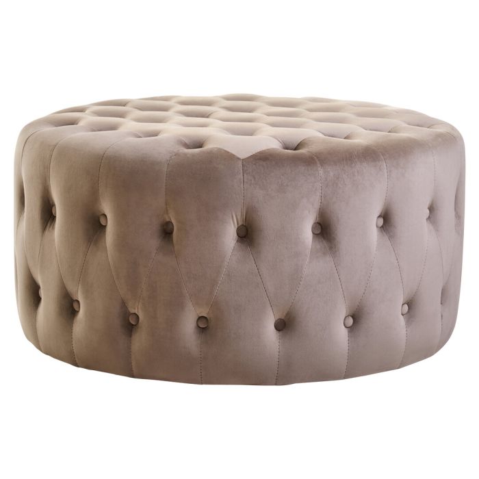 LYNTHRAE Velvet Round Button Tufted Footstool - Brown