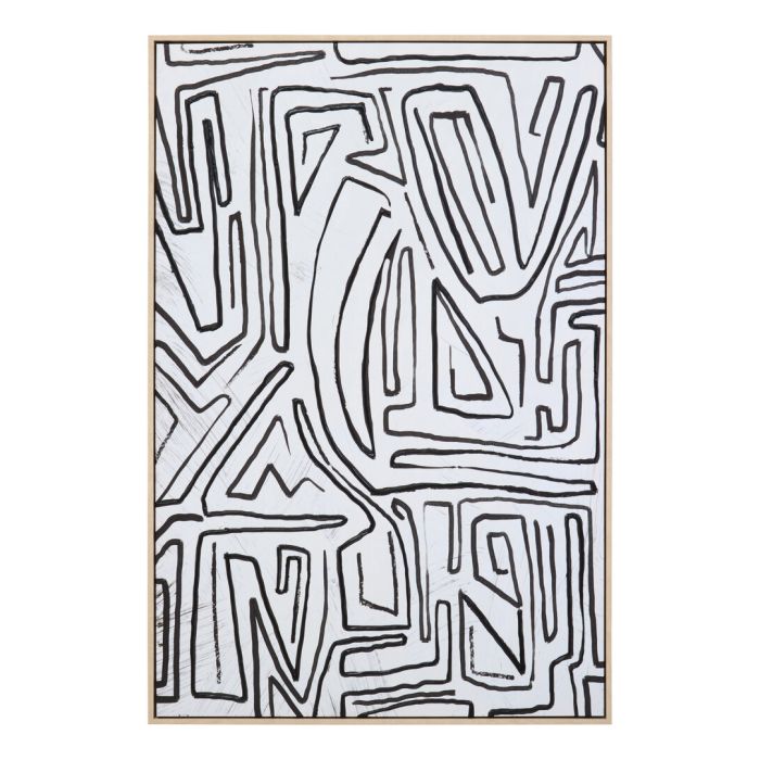 LENVRAE Abstract Textured Wall Art - Black and Cream