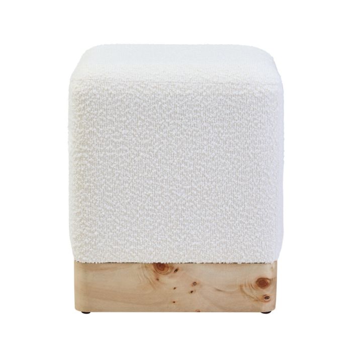CARDENNE Boucle Fabric Sqaure Stool - Cream