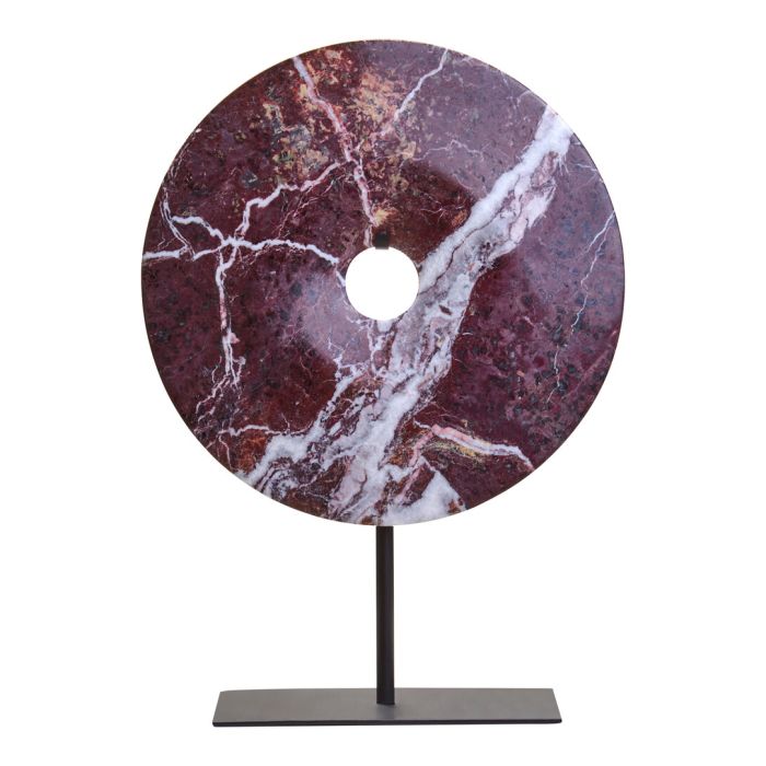 HALVIORA Medium Round Marble Disc Sculpture - Red