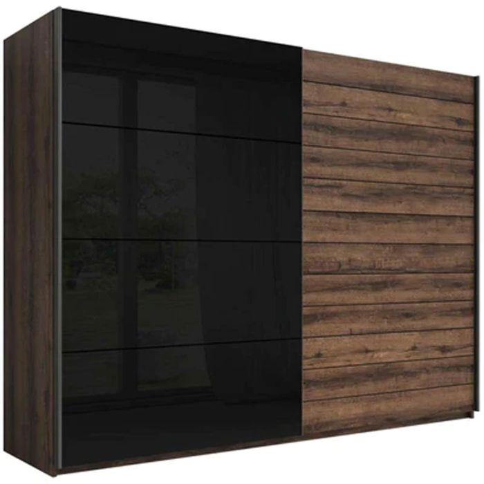 Sliding Wardrobe - GUCCI 2 Door Wardrobe Black and Oak 270cm