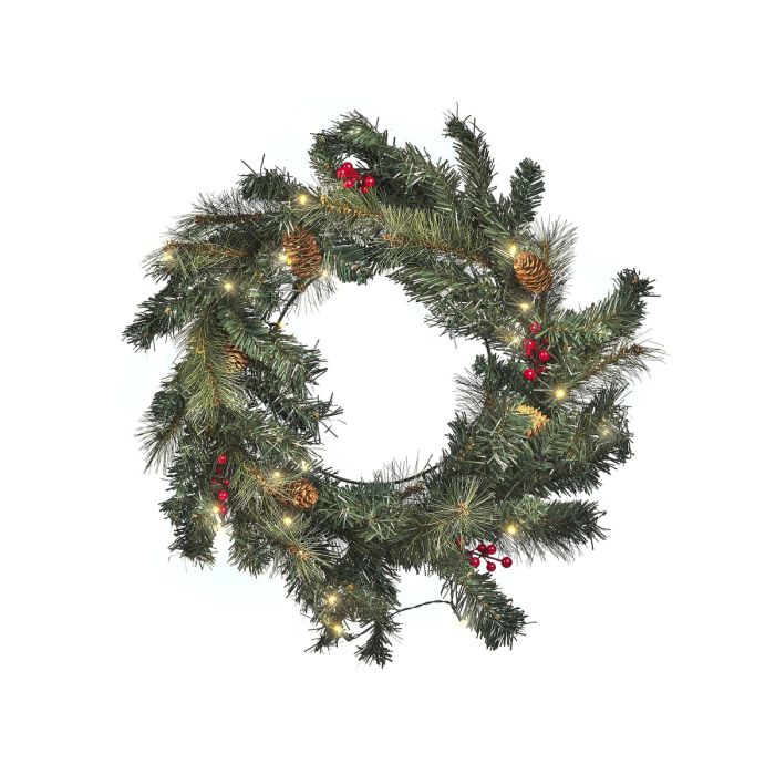 Evergreen Enchantment Pre Lit Christmas Wreath 60 cm - Green