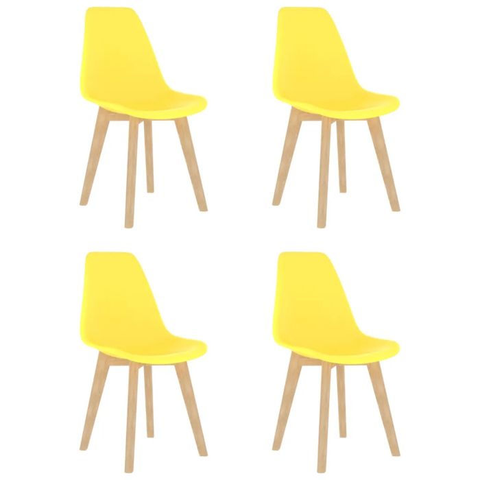Dining Chairs 4 pcs Yellow Plastic