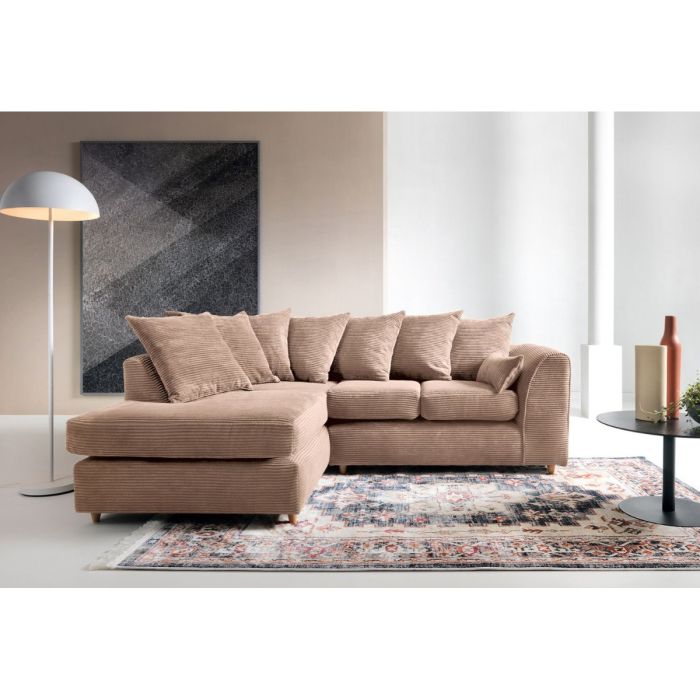 ATLASTON Jumbo Cord 4 Seater L Shaped - Left Hand Facing Corner Sofa - Brown