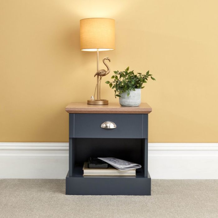Kendal 1 Drawer Bedside Table - Slate Blue