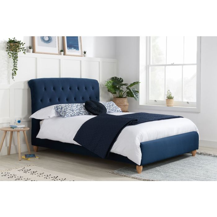 Birlea Brompton Midnight Blue Fabric Bed Frame - Kingsize 5ft