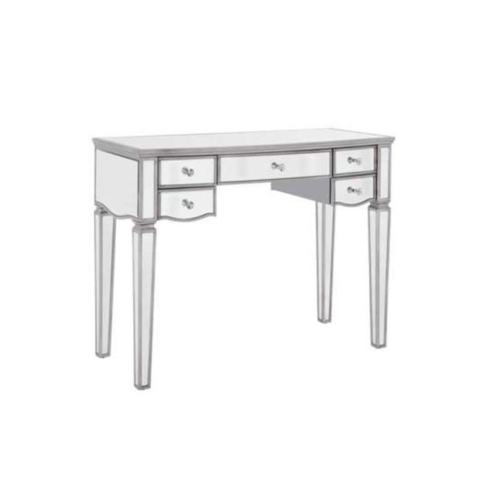 Modern Elysee 5 Drawers Dressing Table with Crystal Handles - Mirrored
