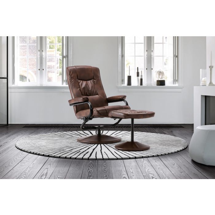 Birlea Memphis Metal Swivel Chair with Footstool - Tan