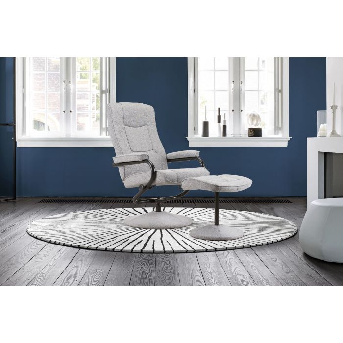 Birlea Memphis Black or Tan Swivel Chair with Footstool - Grey