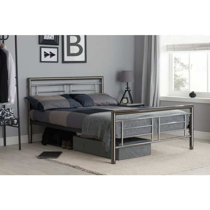Birlea Montana Chrome and Nickel Metal Bed Frame - Kingsize 5ft