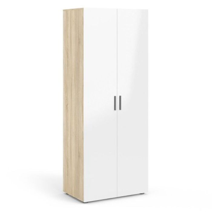 Nottingham High Gloss 2 Door Wardrobe - White with Oak
