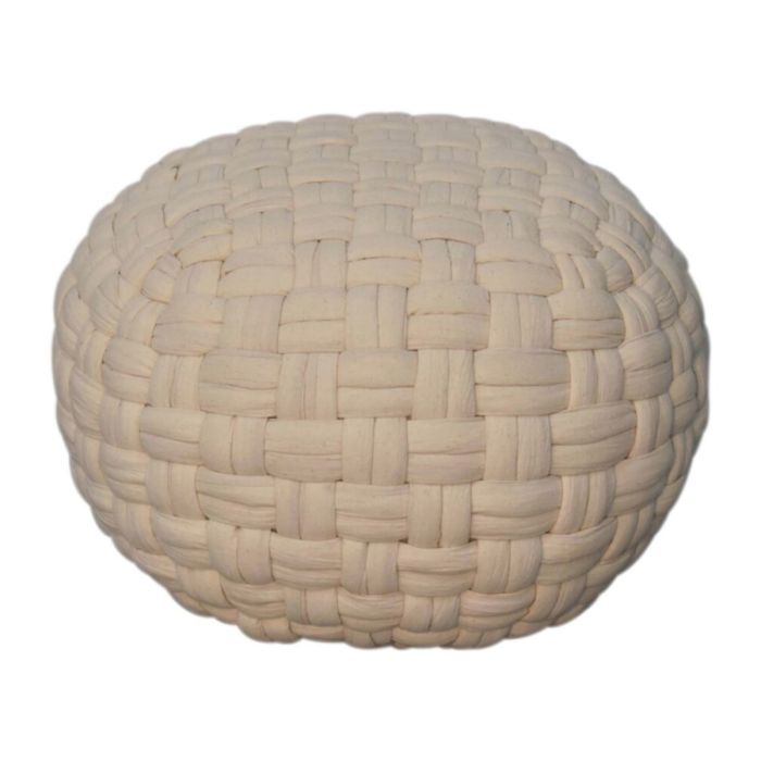 Cotton Tube Pouffe Footstool - White