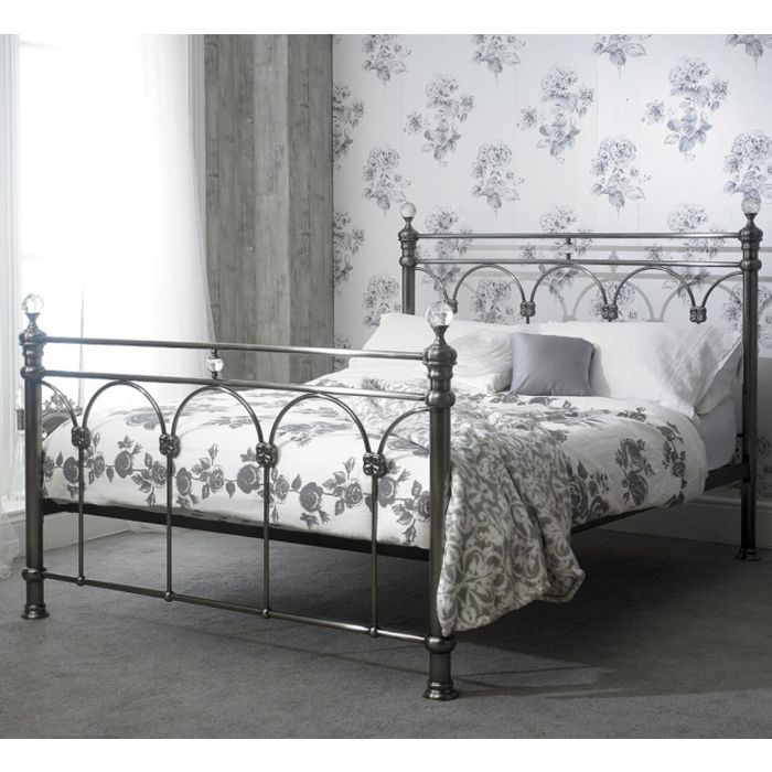 Sareer Sonita Brushed Nickel Metal Bed - Kingsize 5ft