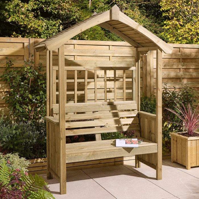 BRAMLOCK Garden Arbour - Light Oak, 161cm