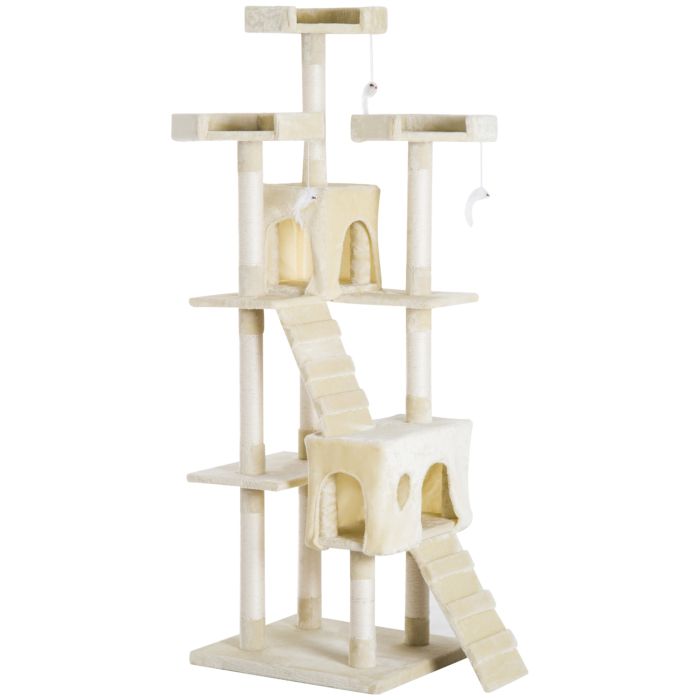 Cat Activity Centre Sisal Kitten Tree Scratch Scratcher Scratching Post Toy Climbing Tree Bed Multi Level 181cm(H)