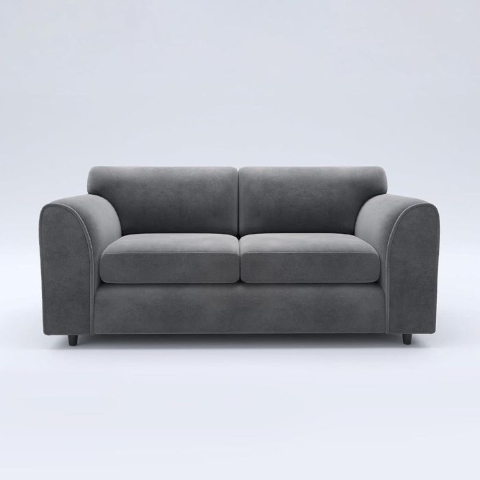 DELANO Plush Velvet 3 Seater Fullback Sofa - Dark Grey