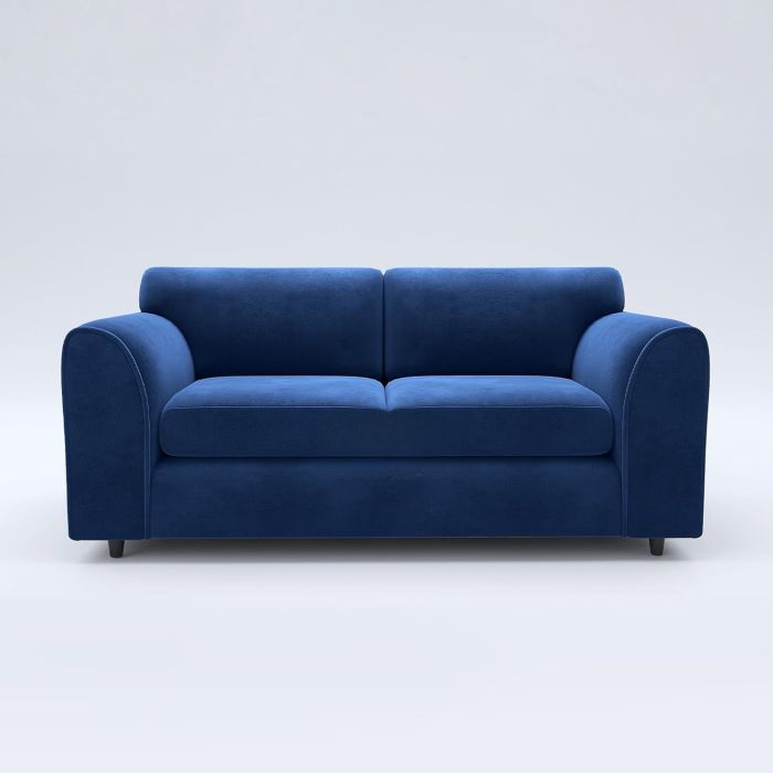 DELANO Plush Velvet 3 Seater Fullback Sofa - Midnight Blue