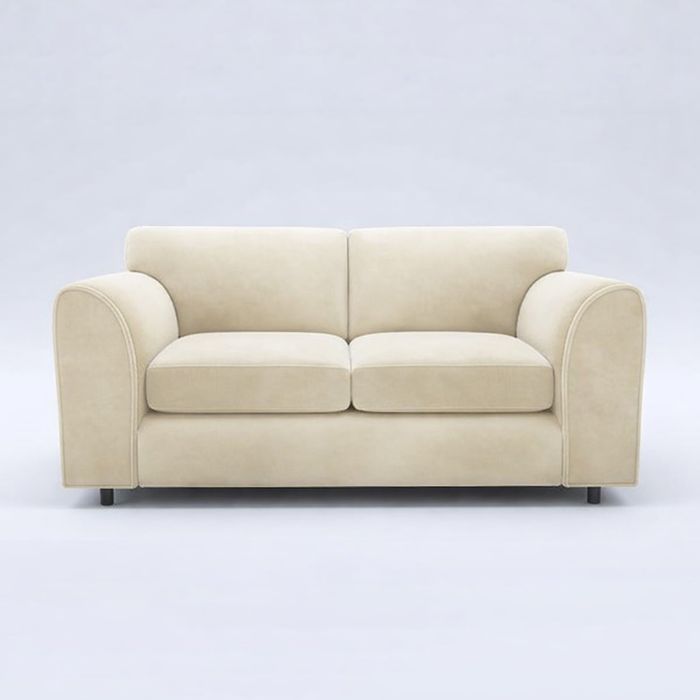 DELANO Plush Velvet 3 Seater Fullback Sofa - Cream
