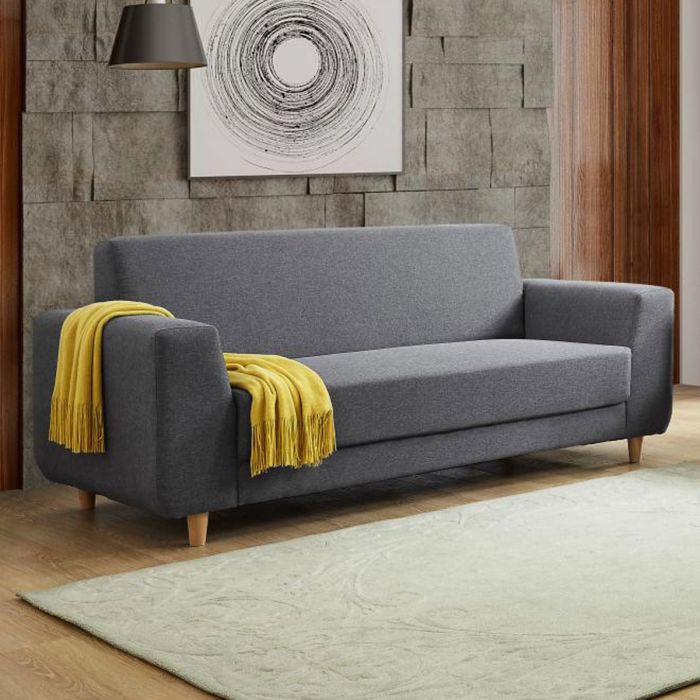 Elegance Redefined Hirwaun Fabric 3-Seater Sofa - Dark Grey