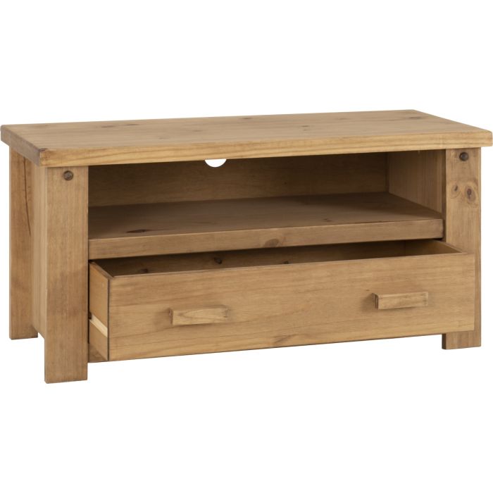 Tortilla 1 Drawer Flat Screen TV Unit - Distressed Waxed Pine