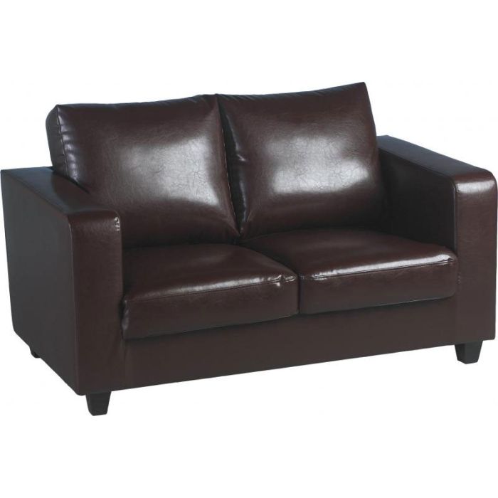 Tempo Two Seater Sofa-in-a-Box - Brown Faux Leather