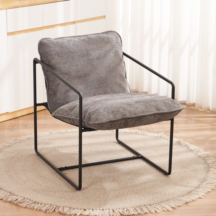 Tivoli Occasional Chair - Black Metal Grey Fabric