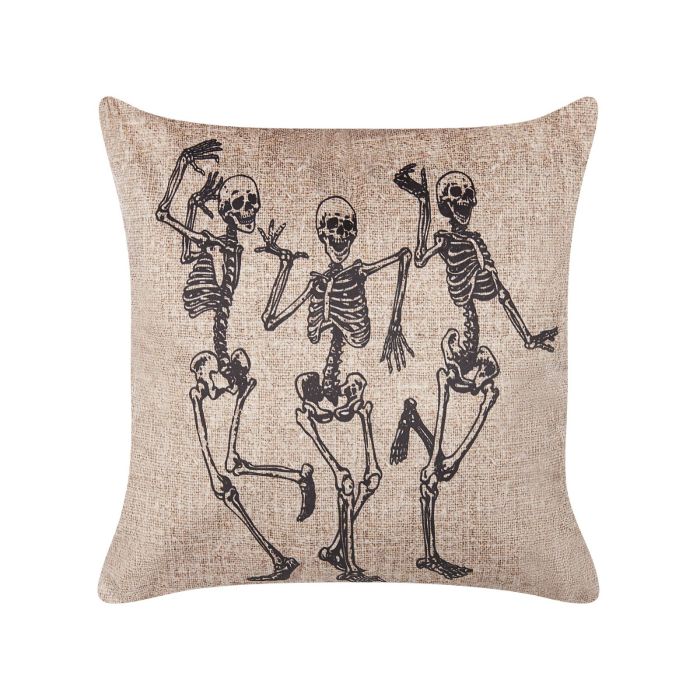 Skeletons Lair Velvet Cushion 45x45cm - Beige