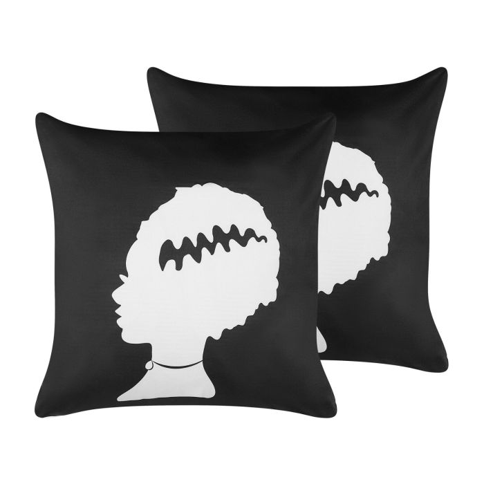 Frankensteins Bride Velvet Cushion Set 45x45cm - Black White